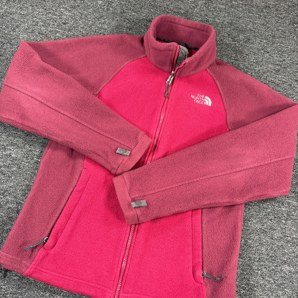 The North Face Fleece Jacket Womens M (?) Pink Berry Full Zip Mock Neck Raglan